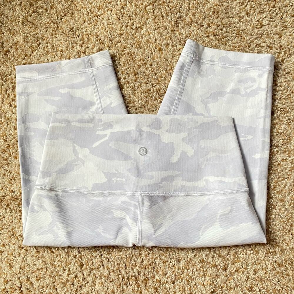 lululemon athletica Light Gray White Camo Bike Shorts